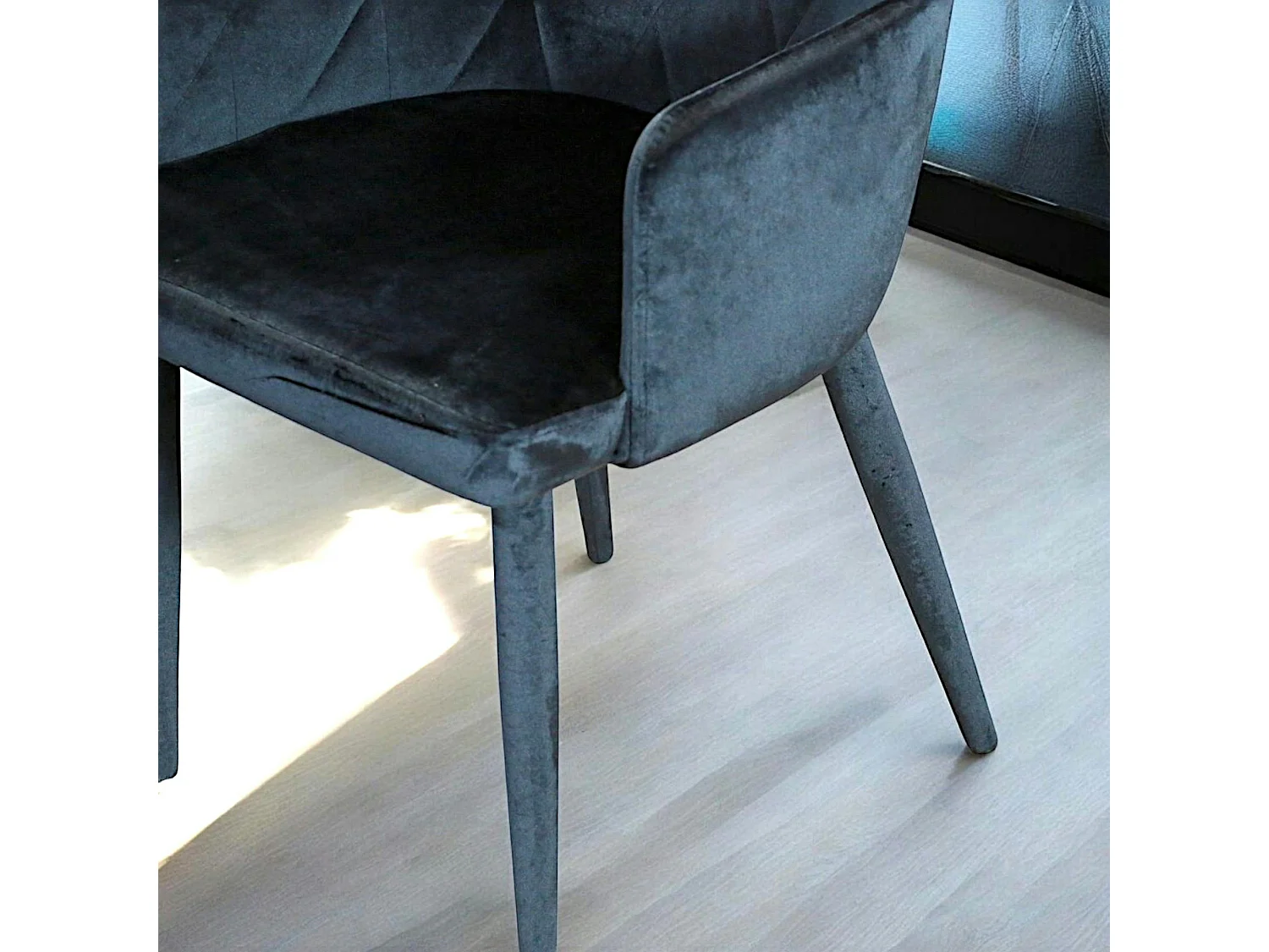 Fauteuil de table moderne en velours bleu (lot de 2) HAWAI