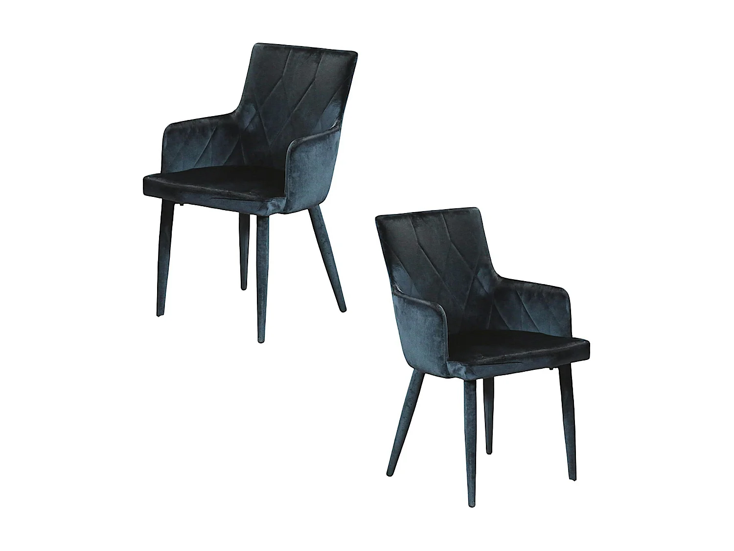 Fauteuil de table moderne en velours bleu (lot de 2) HAWAI