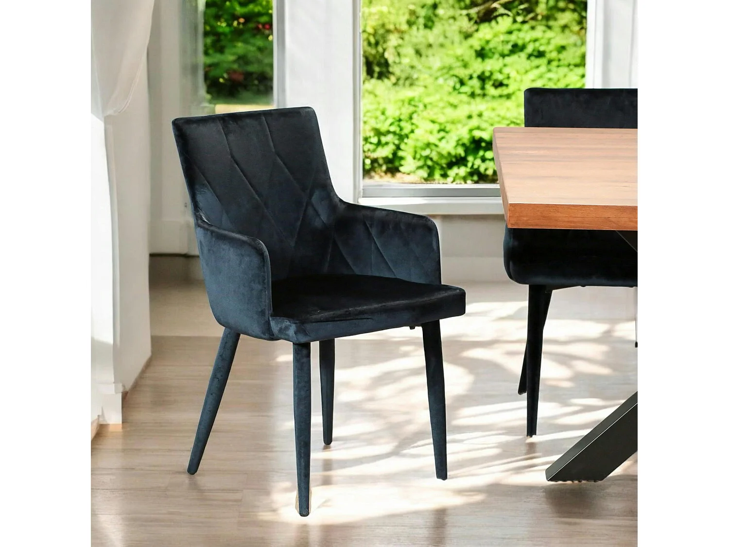 Fauteuil de table moderne en velours bleu (lot de 2) HAWAI