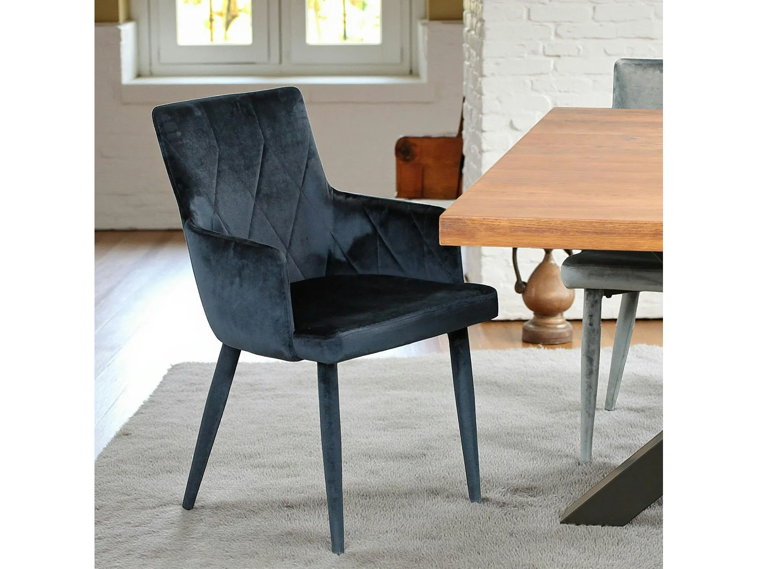 Fauteuil de table moderne en velours bleu (lot de 2) HAWAI