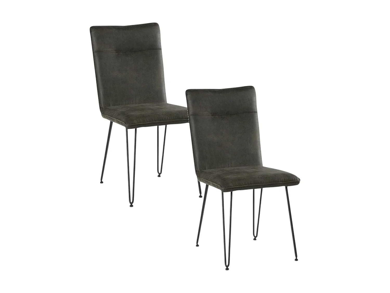 Chaise scandinave tissu gris foncé pieds épingle (lot de 2) KERALA