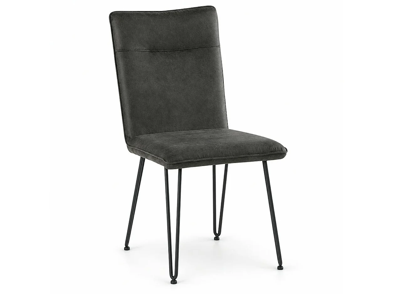 Chaise scandinave tissu gris foncé pieds épingle (lot de 2) KERALA
