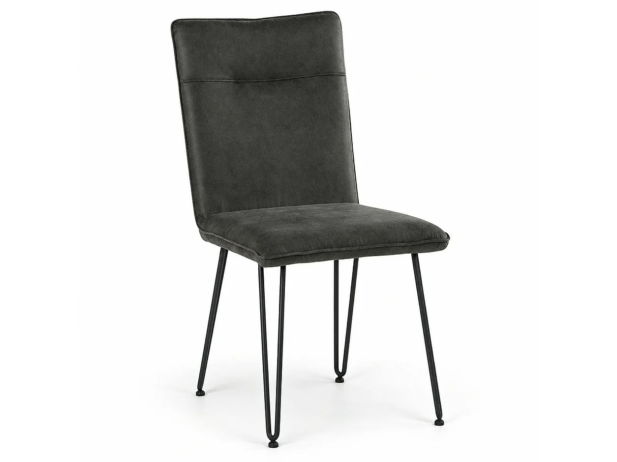 Chaise scandinave tissu gris foncé pieds épingle (lot de 2) KERALA