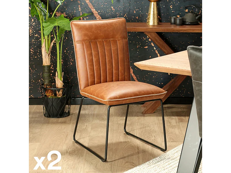 Chaise de salle à manger camel used OKA (lot de 2)