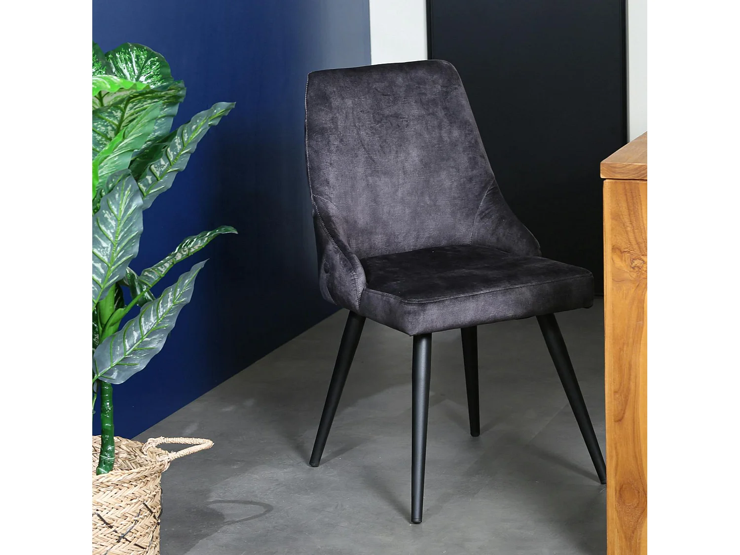 Chaise en velours gris anthracite (lot de 2) MALMOE