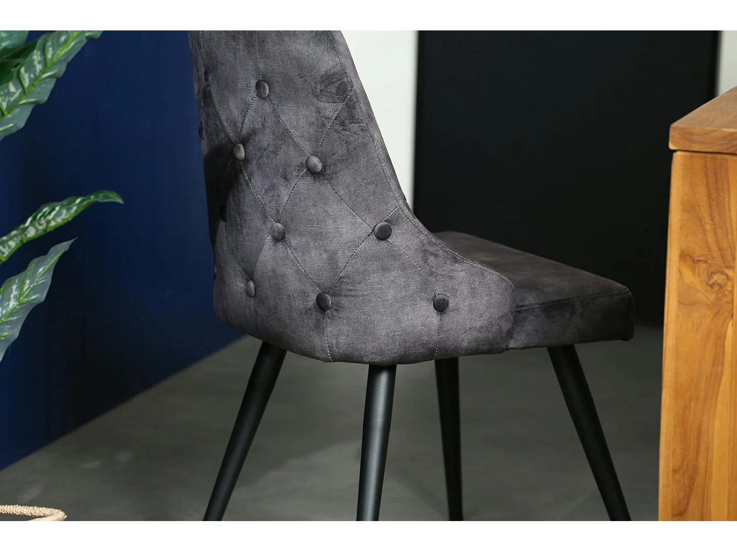 Chaise en velours gris anthracite (lot de 2) MALMOE