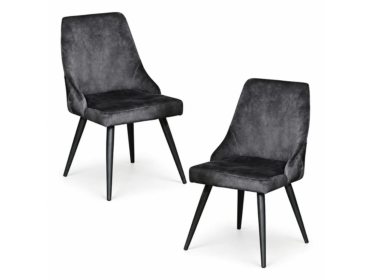 Chaise en velours gris anthracite (lot de 2) MALMOE