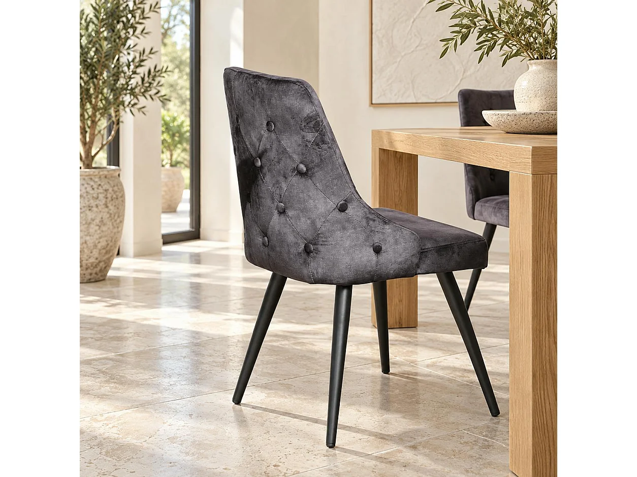 Chaise en velours gris anthracite (lot de 2) MALMOE