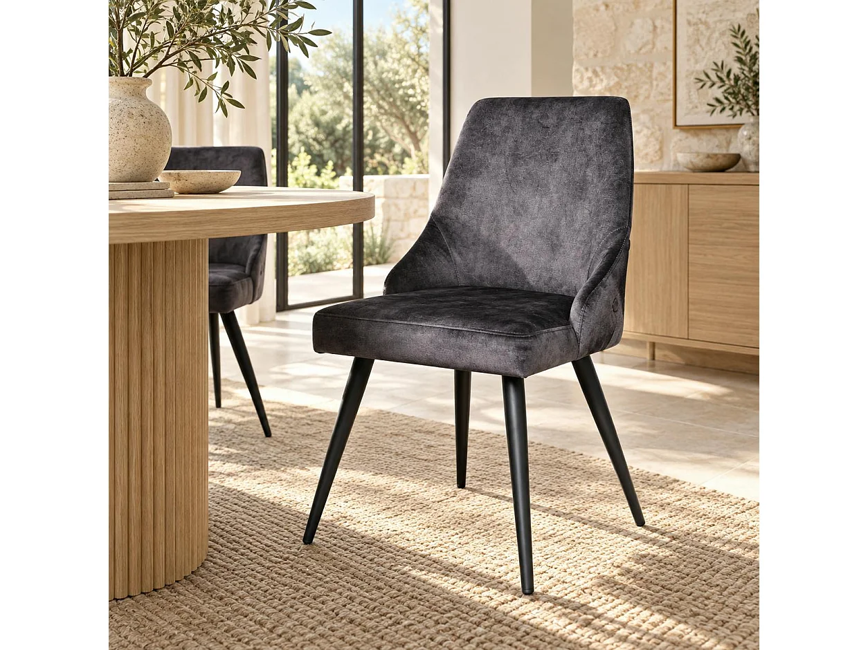 Chaise en velours gris anthracite (lot de 2) MALMOE