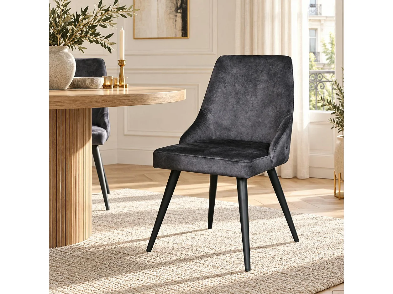 Chaise en velours gris anthracite (lot de 2) MALMOE