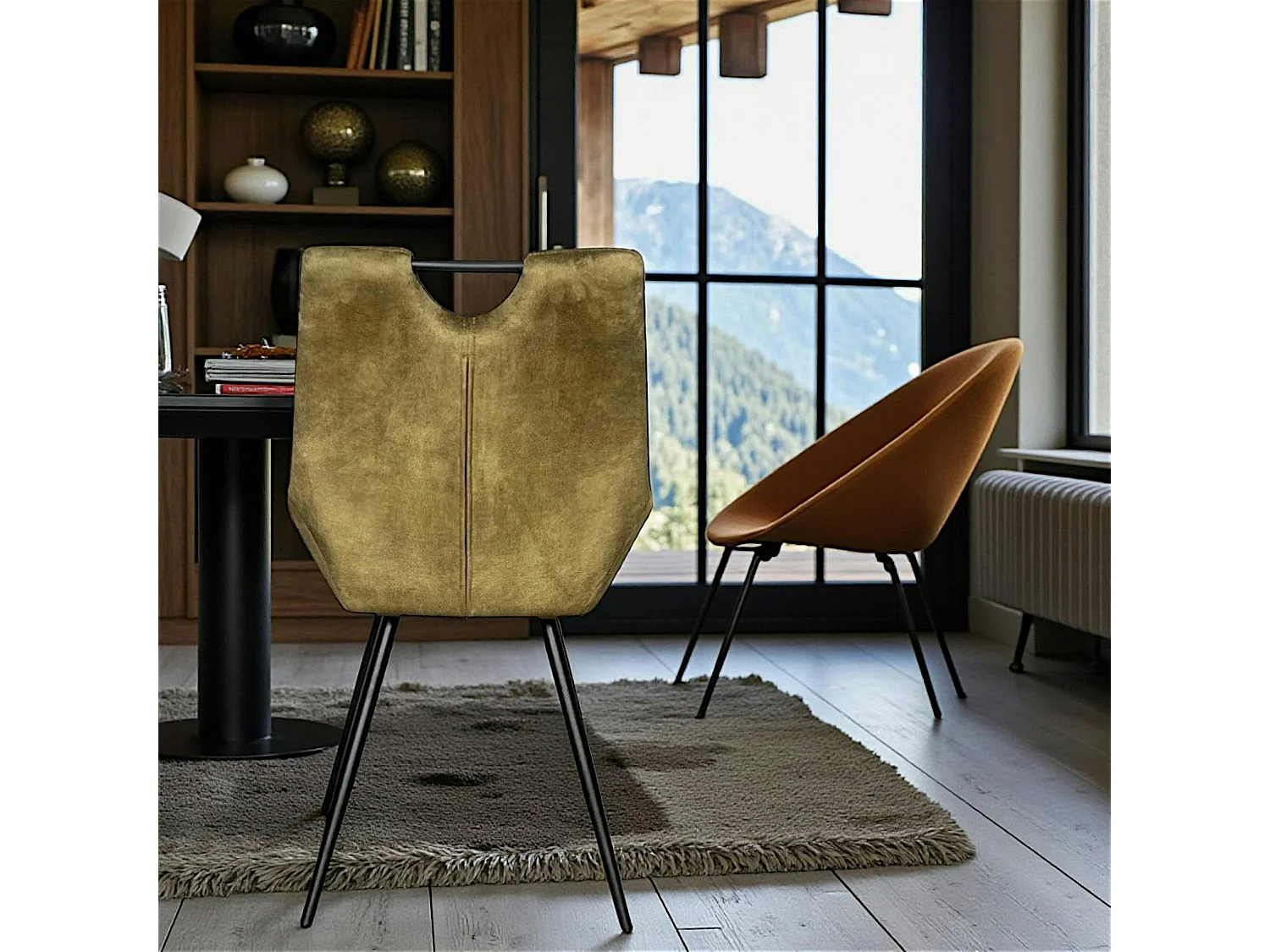 Chaise vert kaki avec poignée (lot de 2) MALMOE