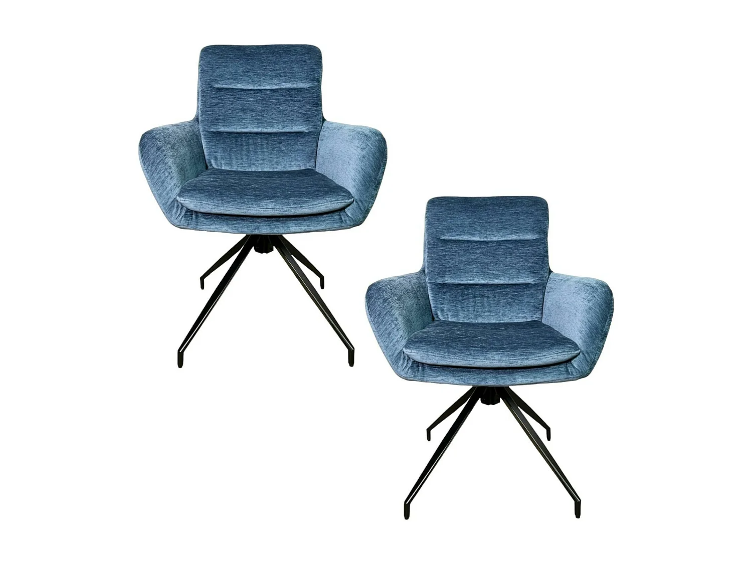 Fauteuil de table pivotant en velours bleu (lot de 2) PALERME