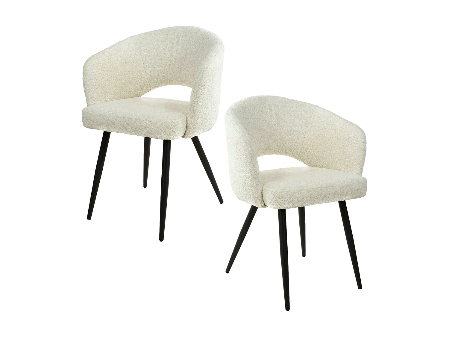 Fauteuil de table blanc en bouclette style design (lot de 2) GALWAY