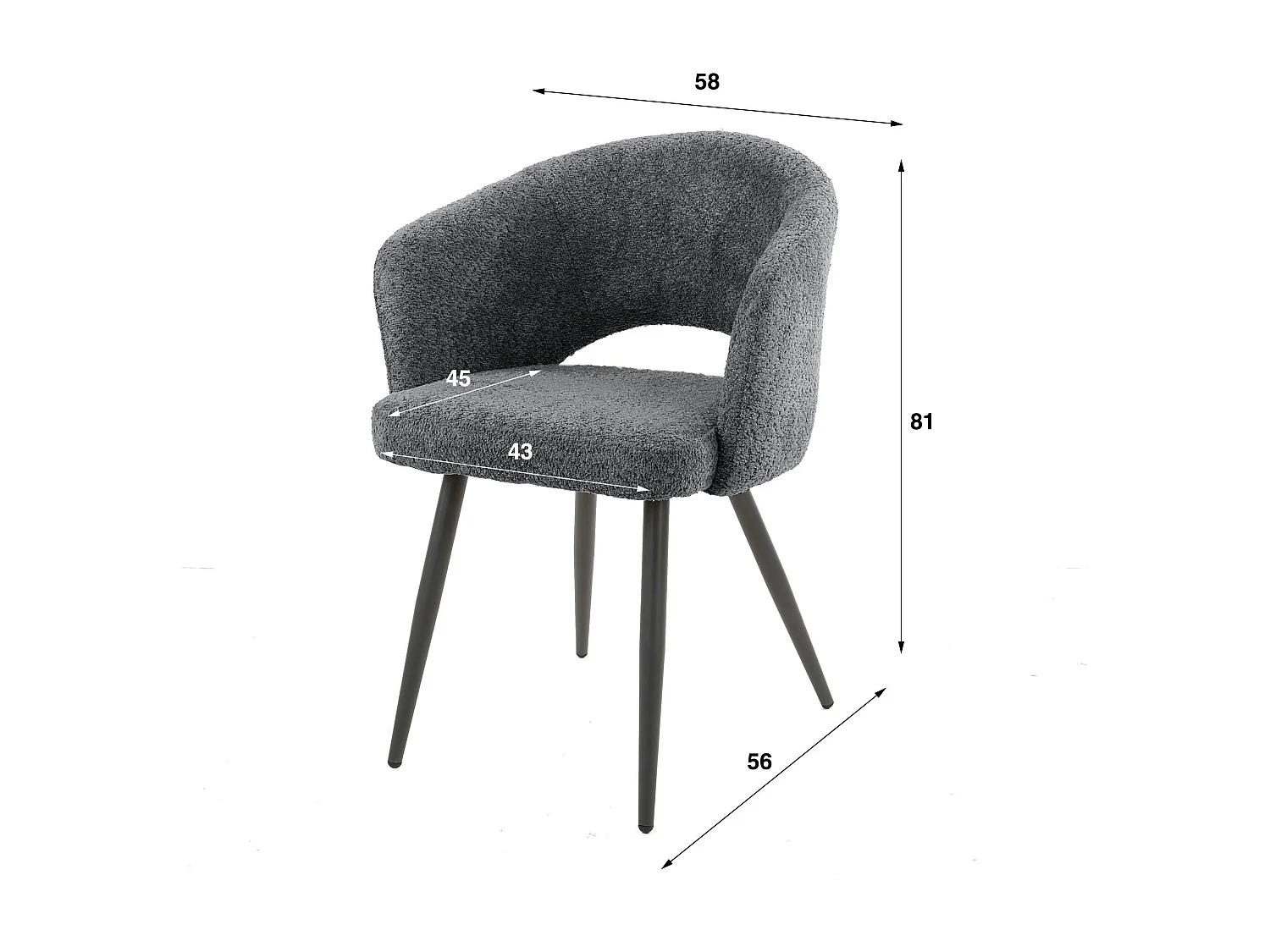 Fauteuil de table blanc en bouclette style design (lot de 2) GALWAY