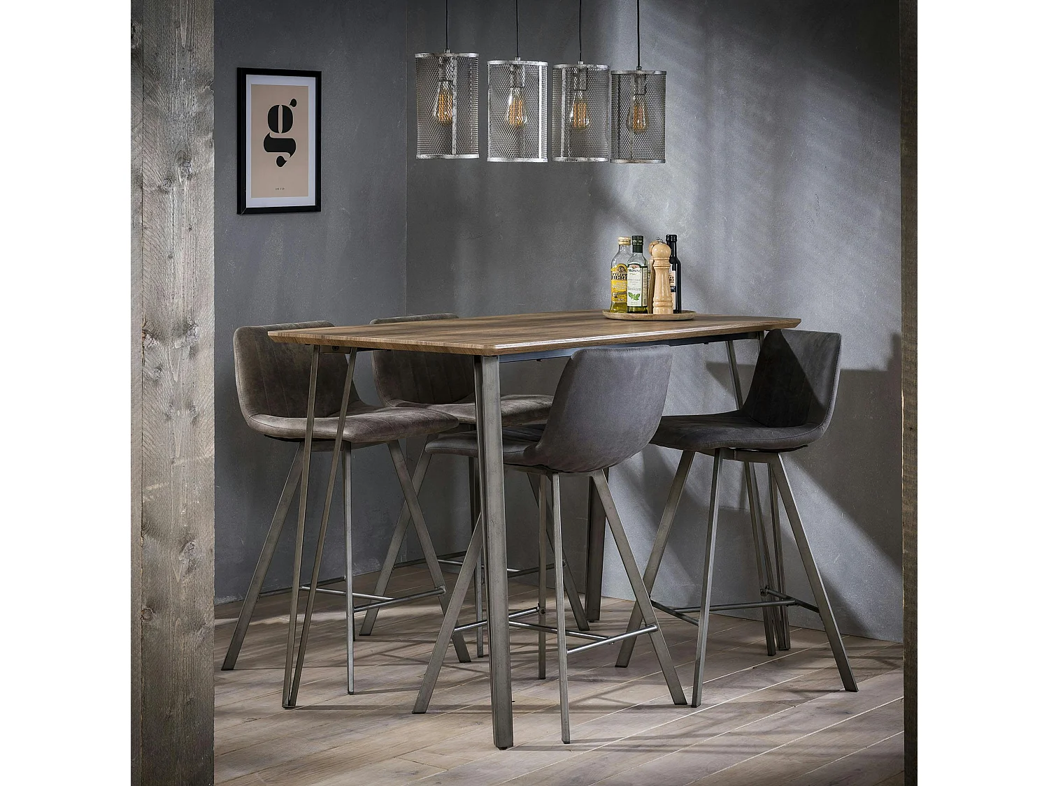 Table haute rectangulaire finition brun HELSINKI