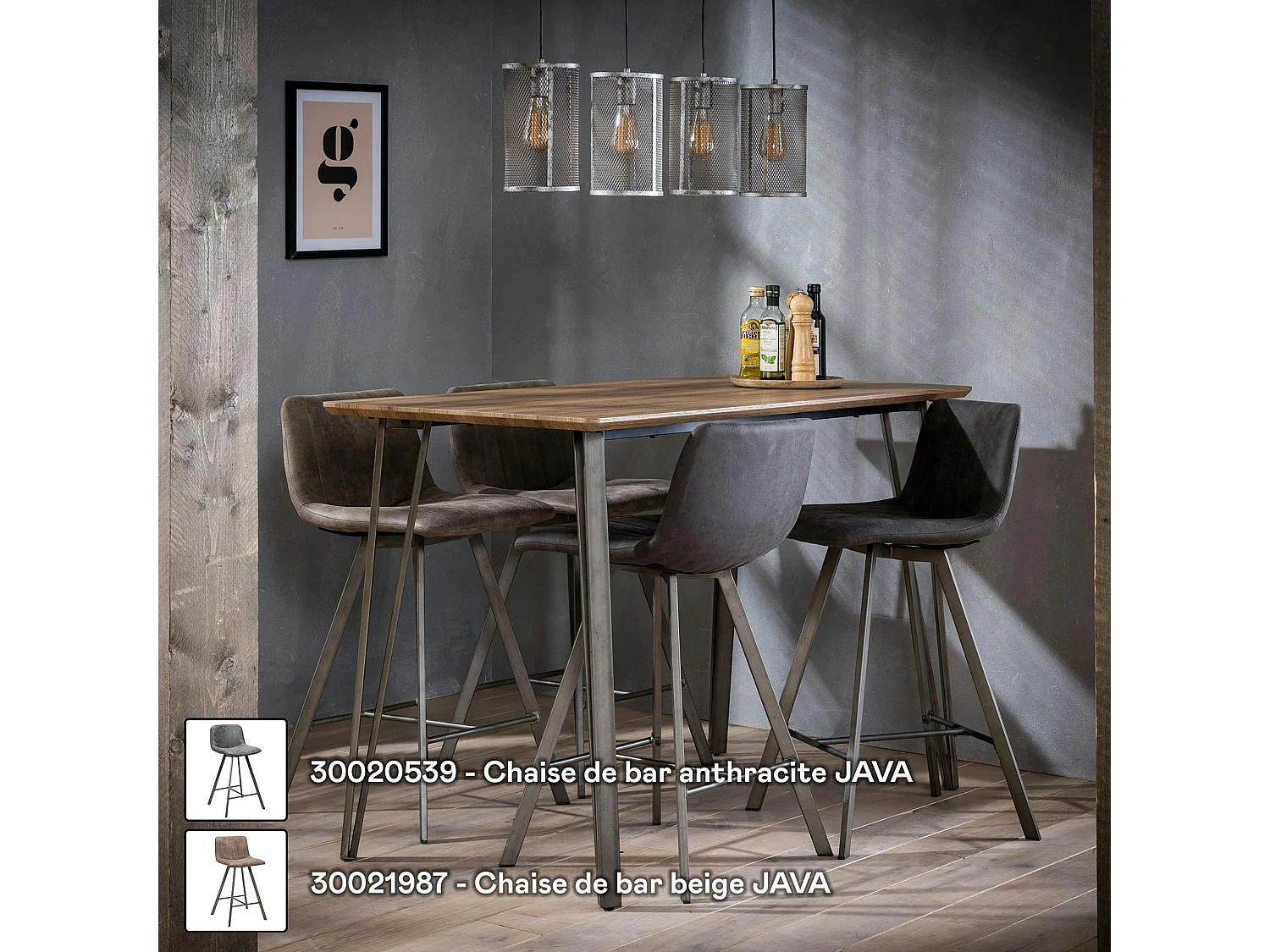 Table haute rectangulaire finition brun HELSINKI