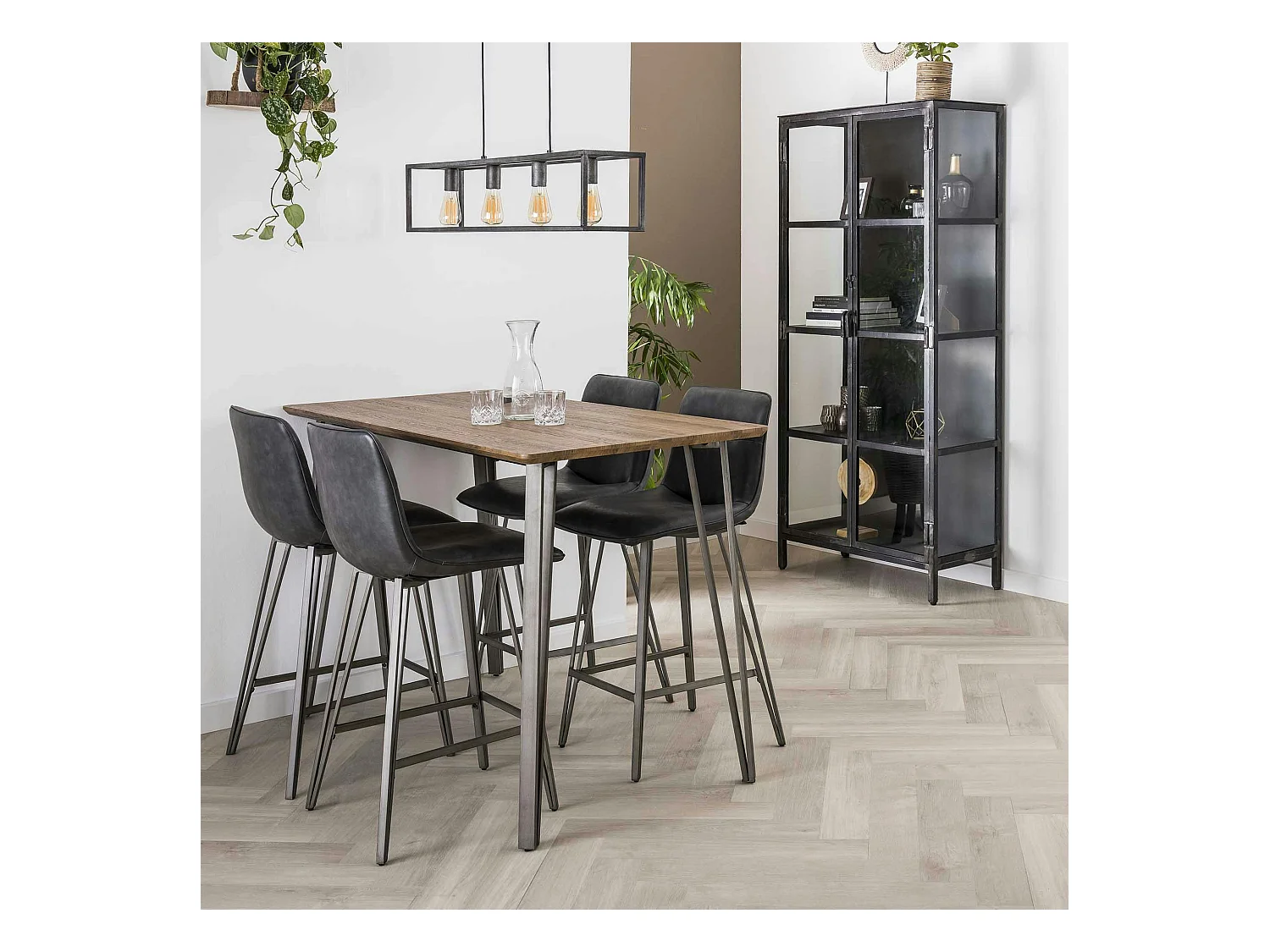 Table haute rectangulaire finition brun HELSINKI