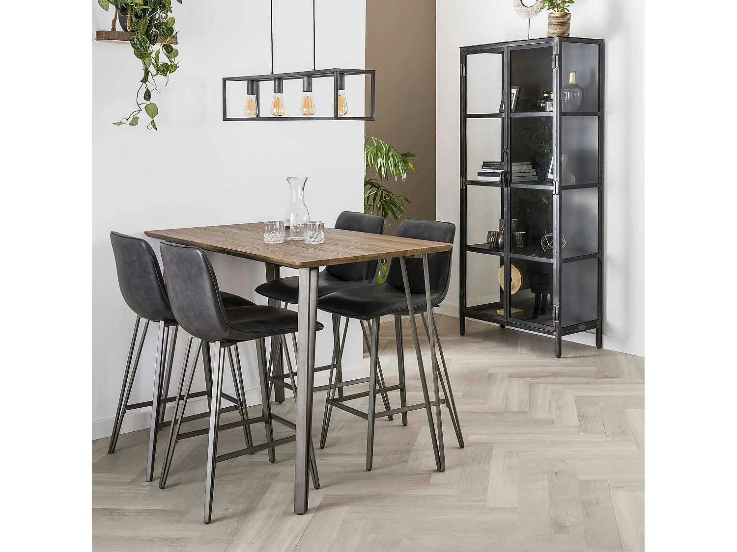 Table haute rectangulaire finition brun HELSINKI