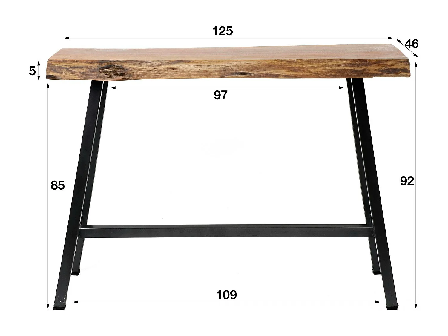 Table bar bois d'acacia massif métal 125 cm MELBOURNE