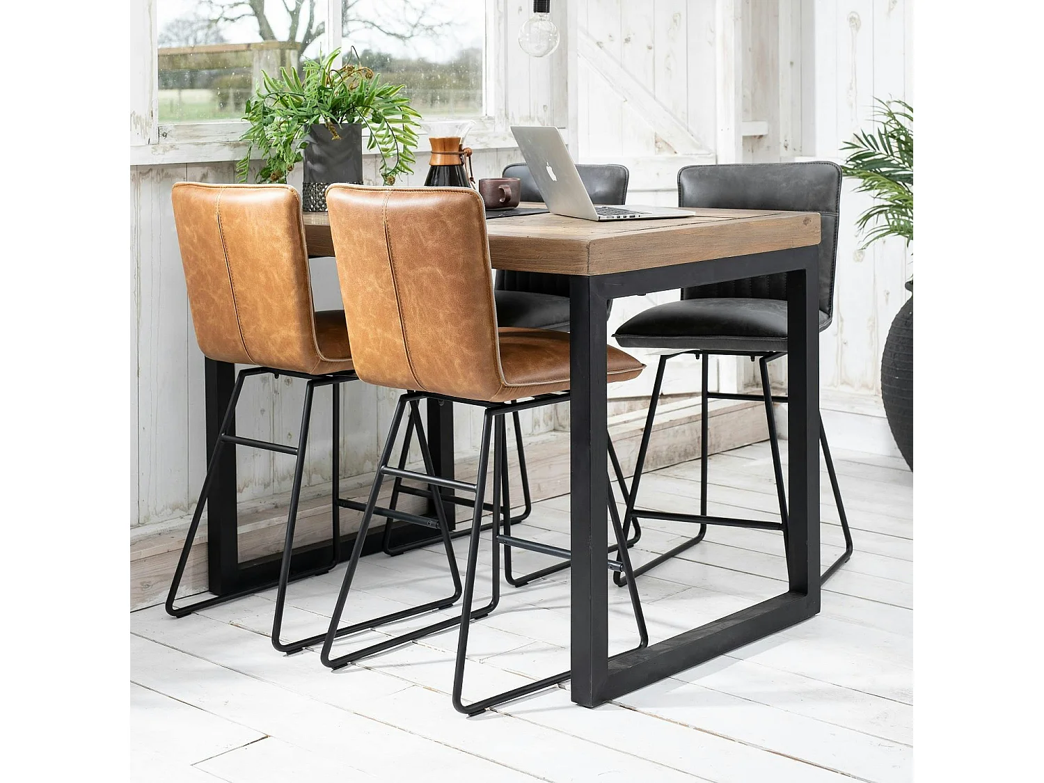 Mange-debout rectangulaire bois recyclé 120x75 BRISBANE