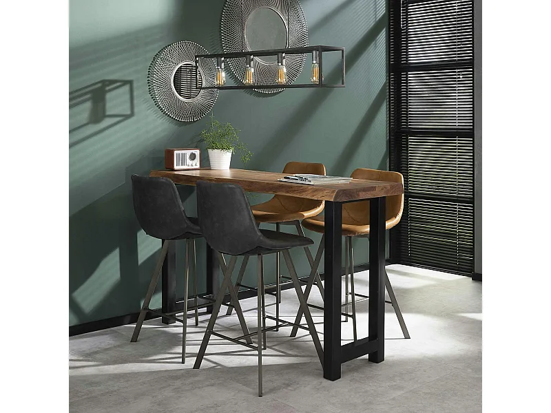 Table bar bois massif métal 150 cm MELBOURNE