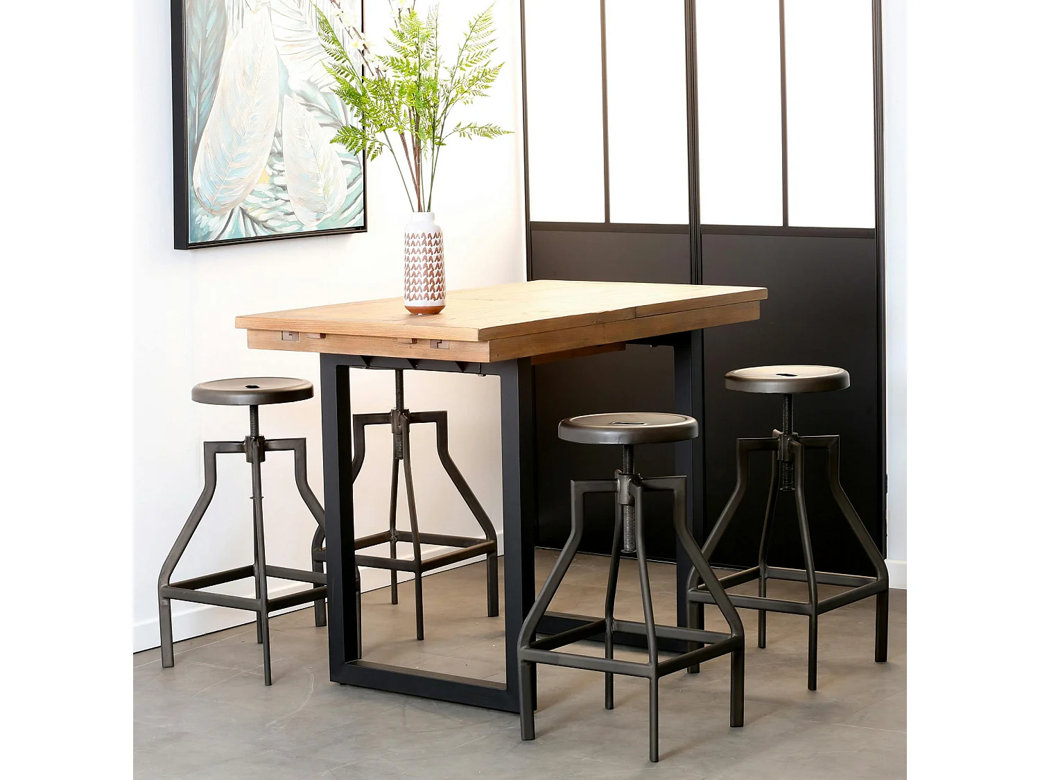 Table haute extensible bois recyclé 120-160 cm BRISBANE