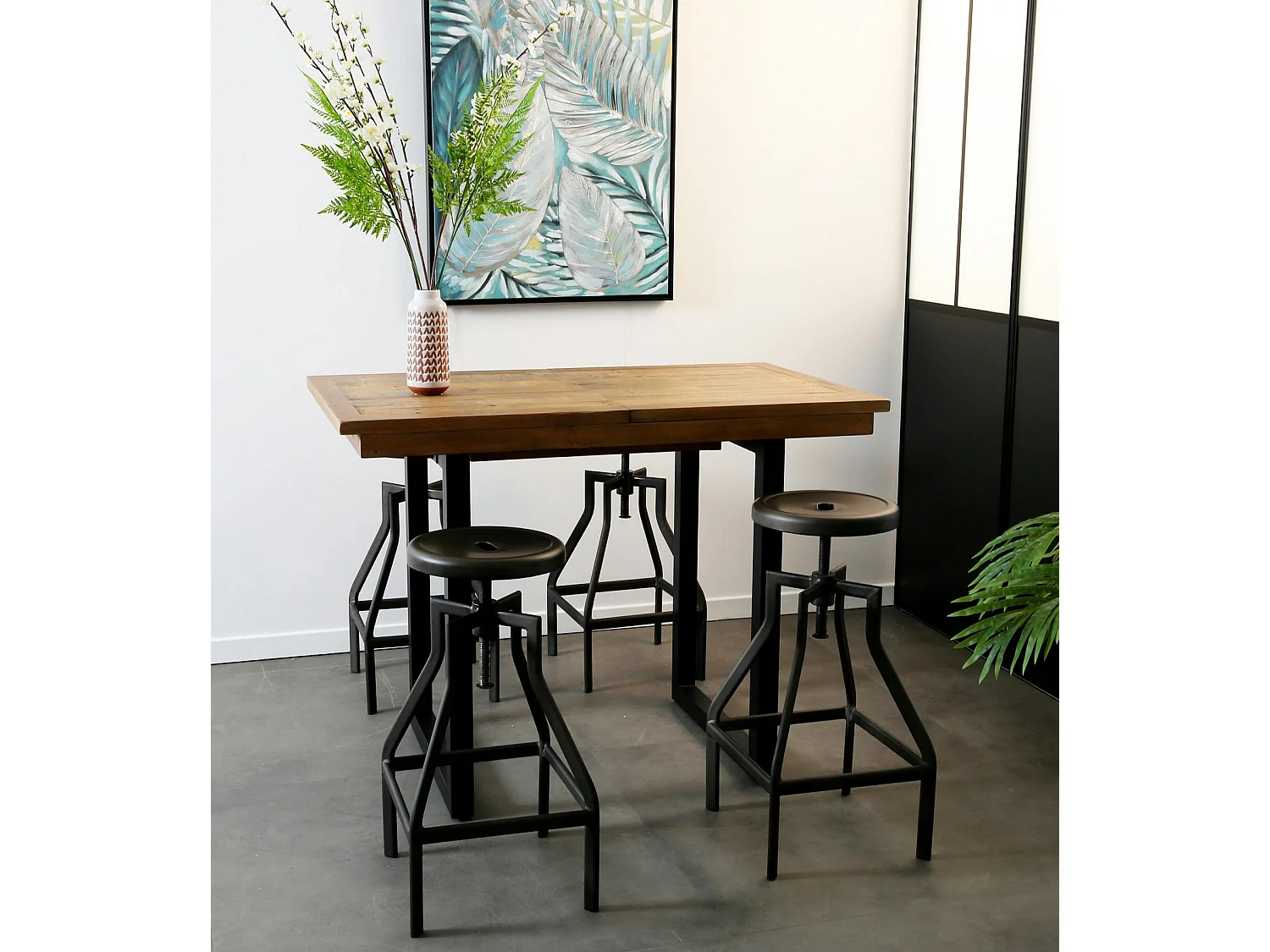 Table haute extensible bois recyclé 120-160 cm BRISBANE