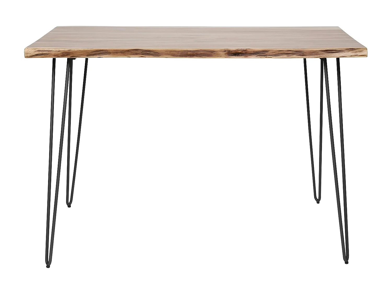 Table haute en bois massif bordure naturelle 130 cm MELBOURNE