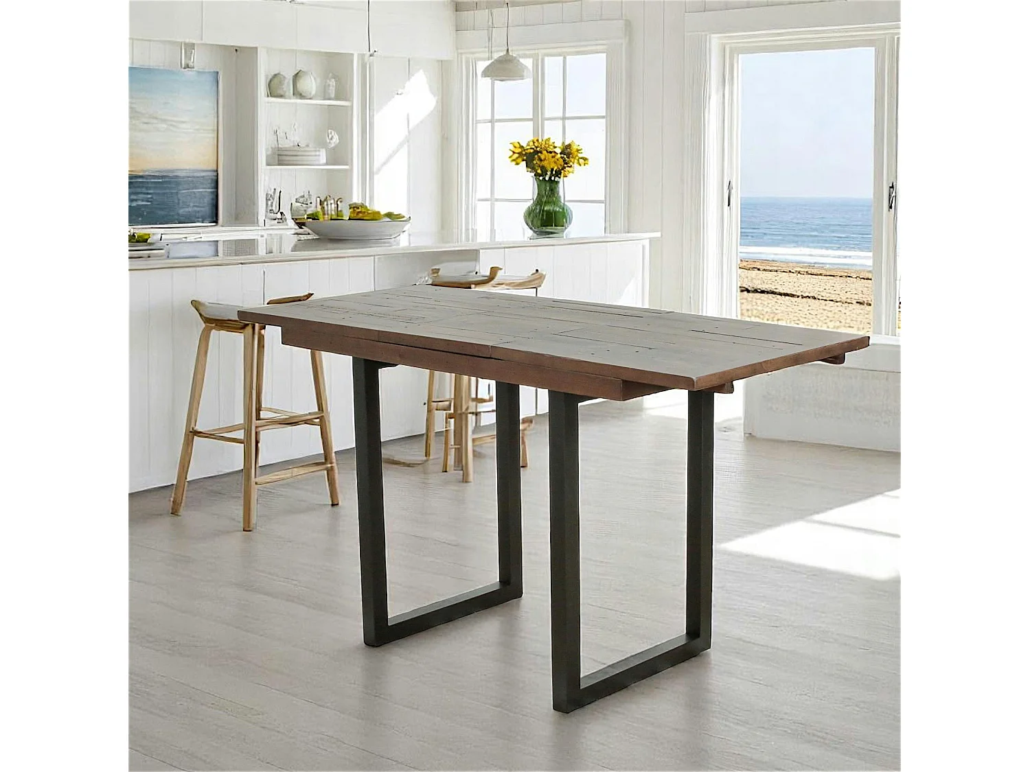 Table haute extensible bois brun recyclé 120-160 cm SAMOA