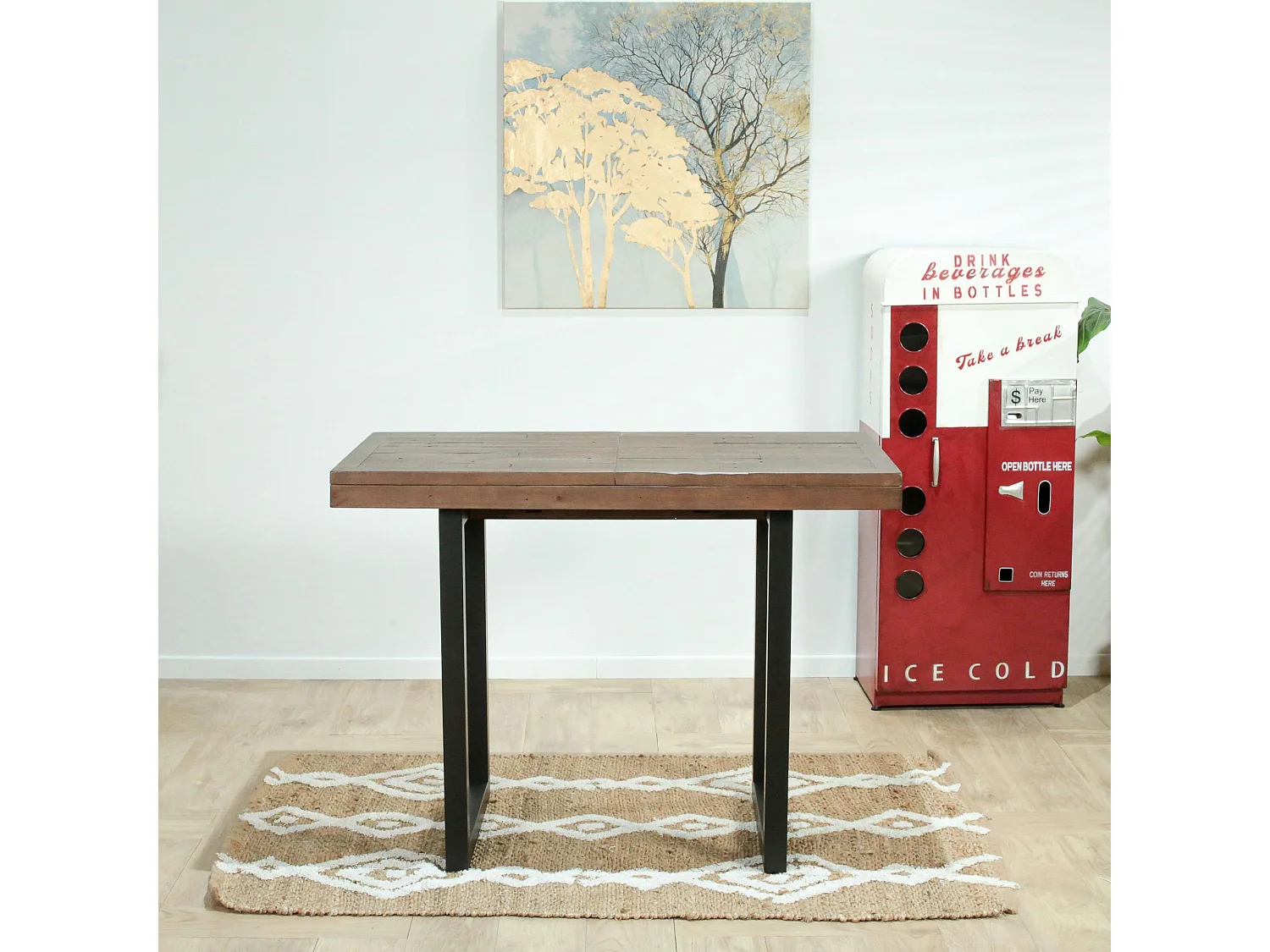 Table haute extensible bois brun recyclé 120-160 cm SAMOA