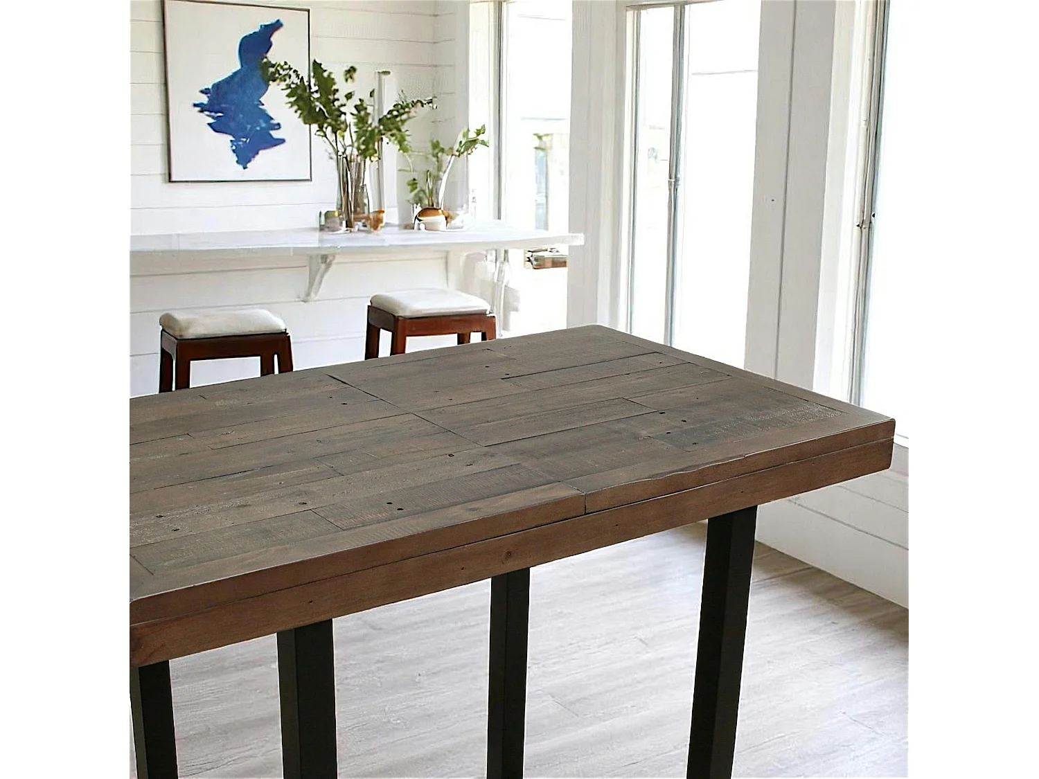 Table haute extensible bois brun recyclé 120-160 cm SAMOA