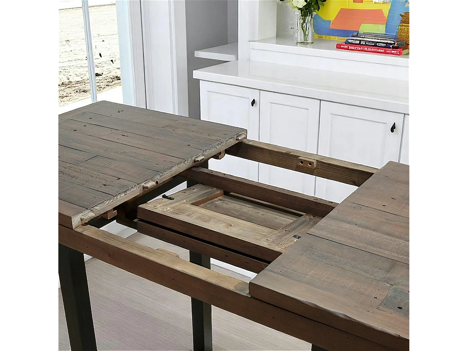 Table haute extensible bois brun recyclé 120-160 cm SAMOA