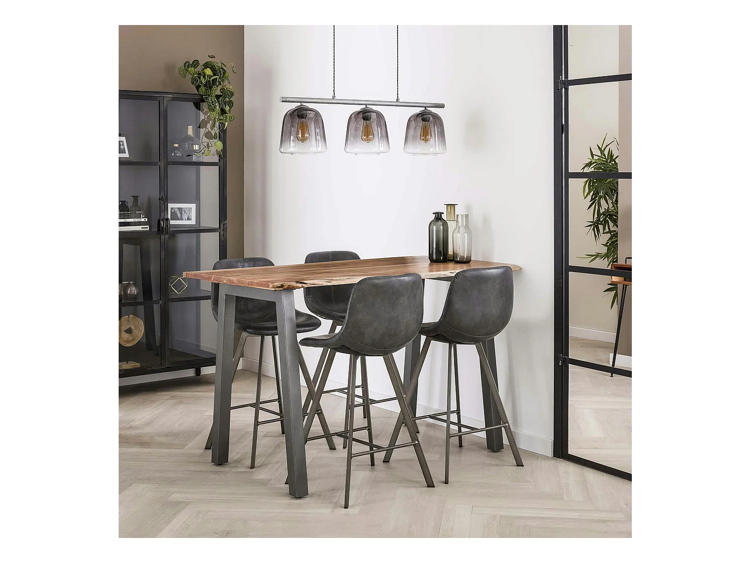 Table haute bois d'acacia métal 147 MELBOURNE
