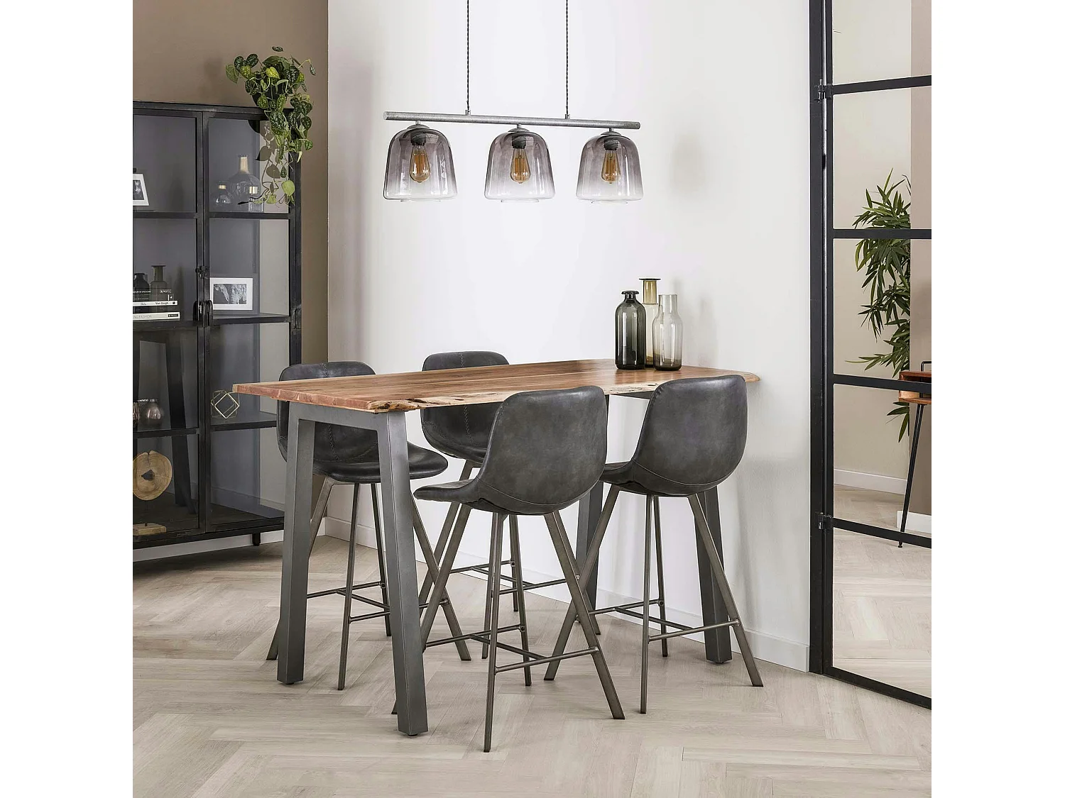 Table haute bois d'acacia métal 147 MELBOURNE