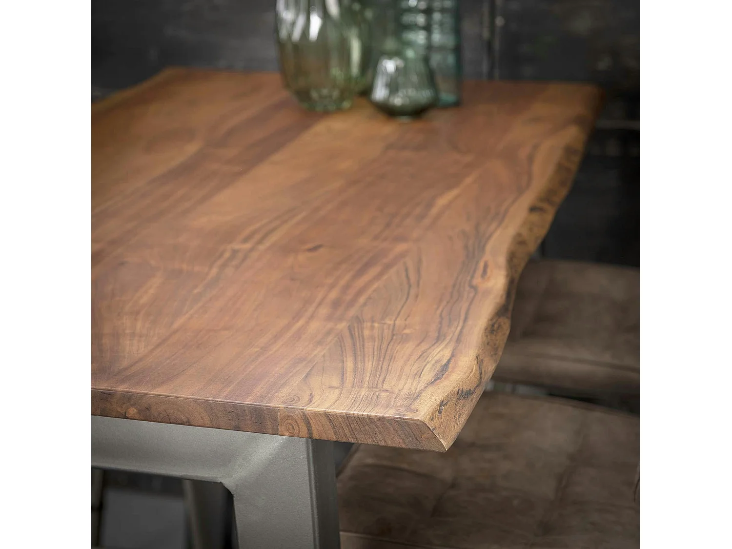 Table haute bois d'acacia métal 147 MELBOURNE