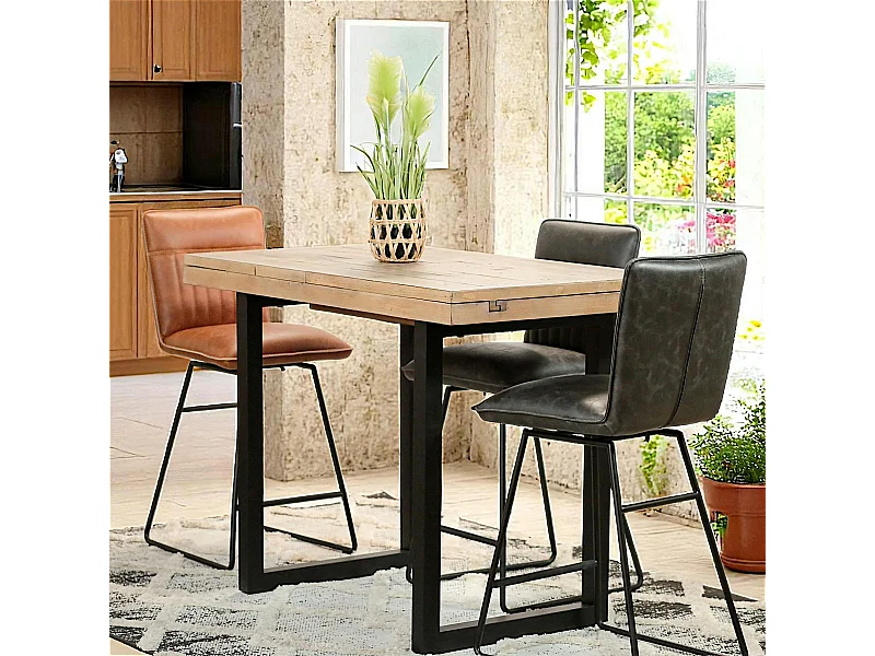 Table haute extensible bois recyclé 120-160 cm AUCKLAND