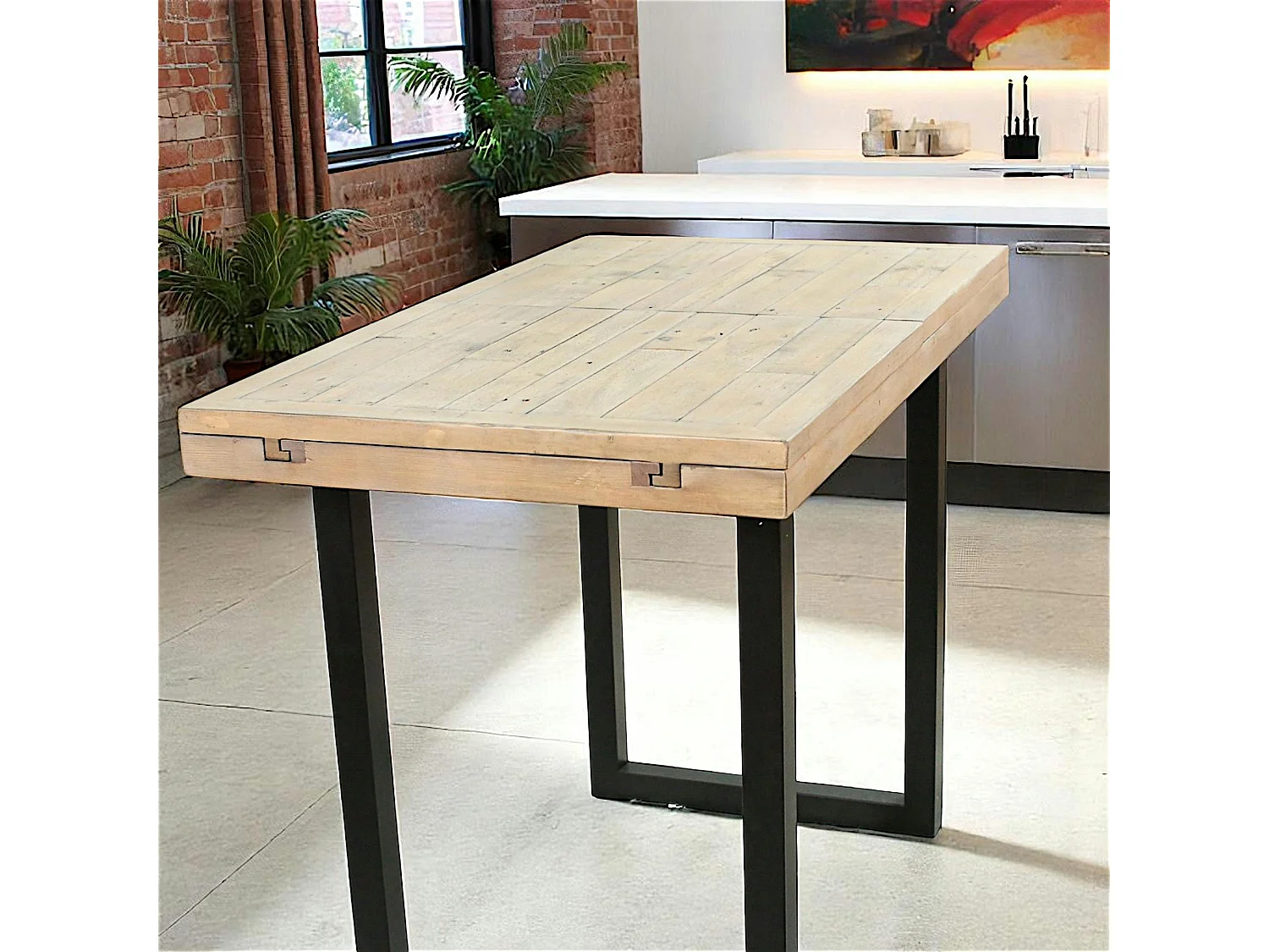 Table haute extensible bois recyclé 120-160 cm AUCKLAND