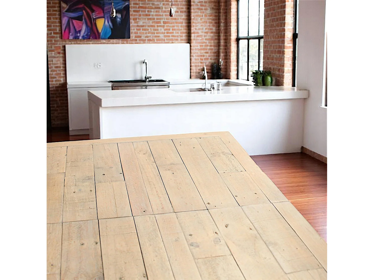 Table haute extensible bois recyclé 120-160 cm AUCKLAND