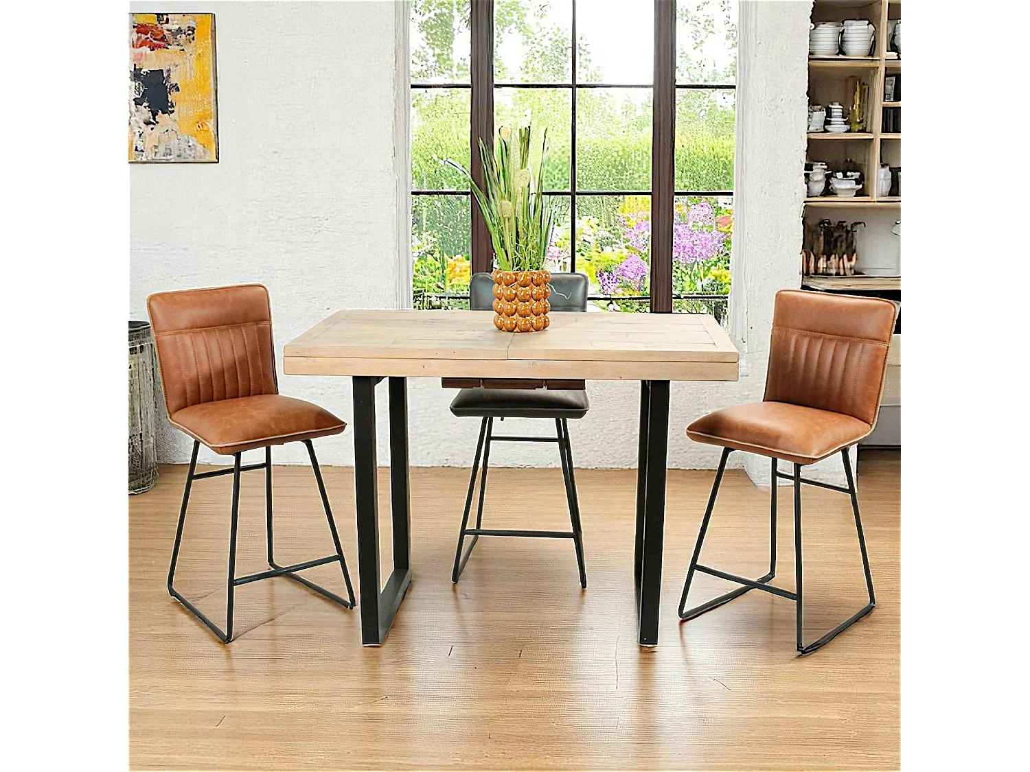 Table haute extensible bois recyclé 120-160 cm AUCKLAND