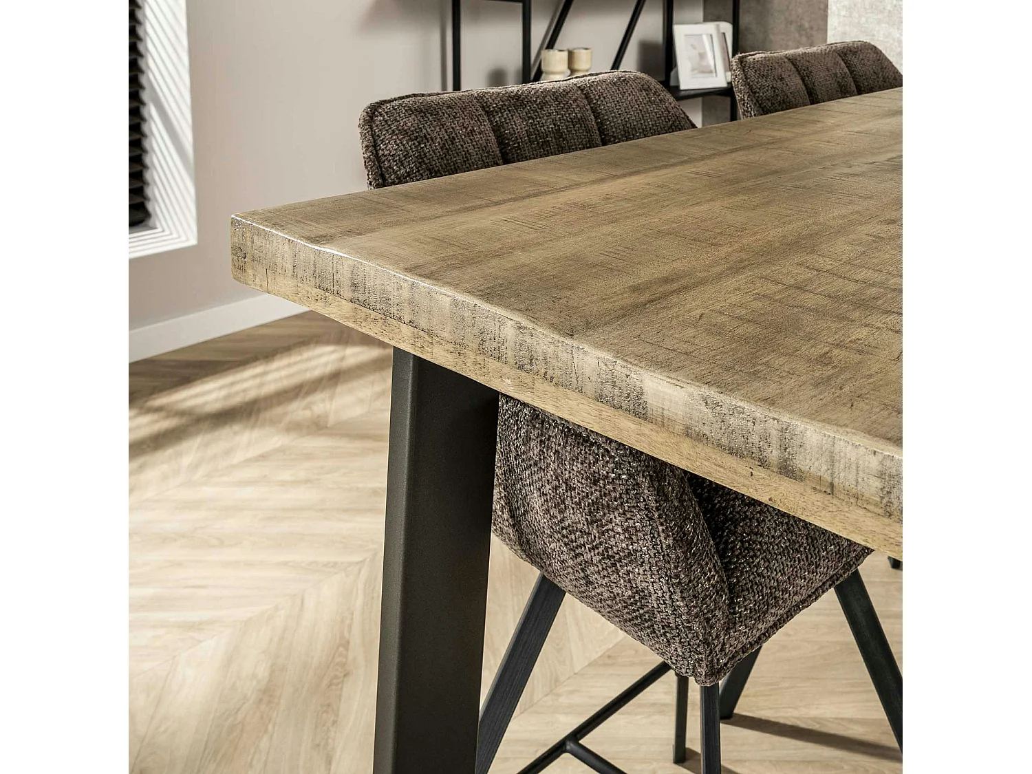 Table bar bois de manguier acier 135 cm LUCKNOW