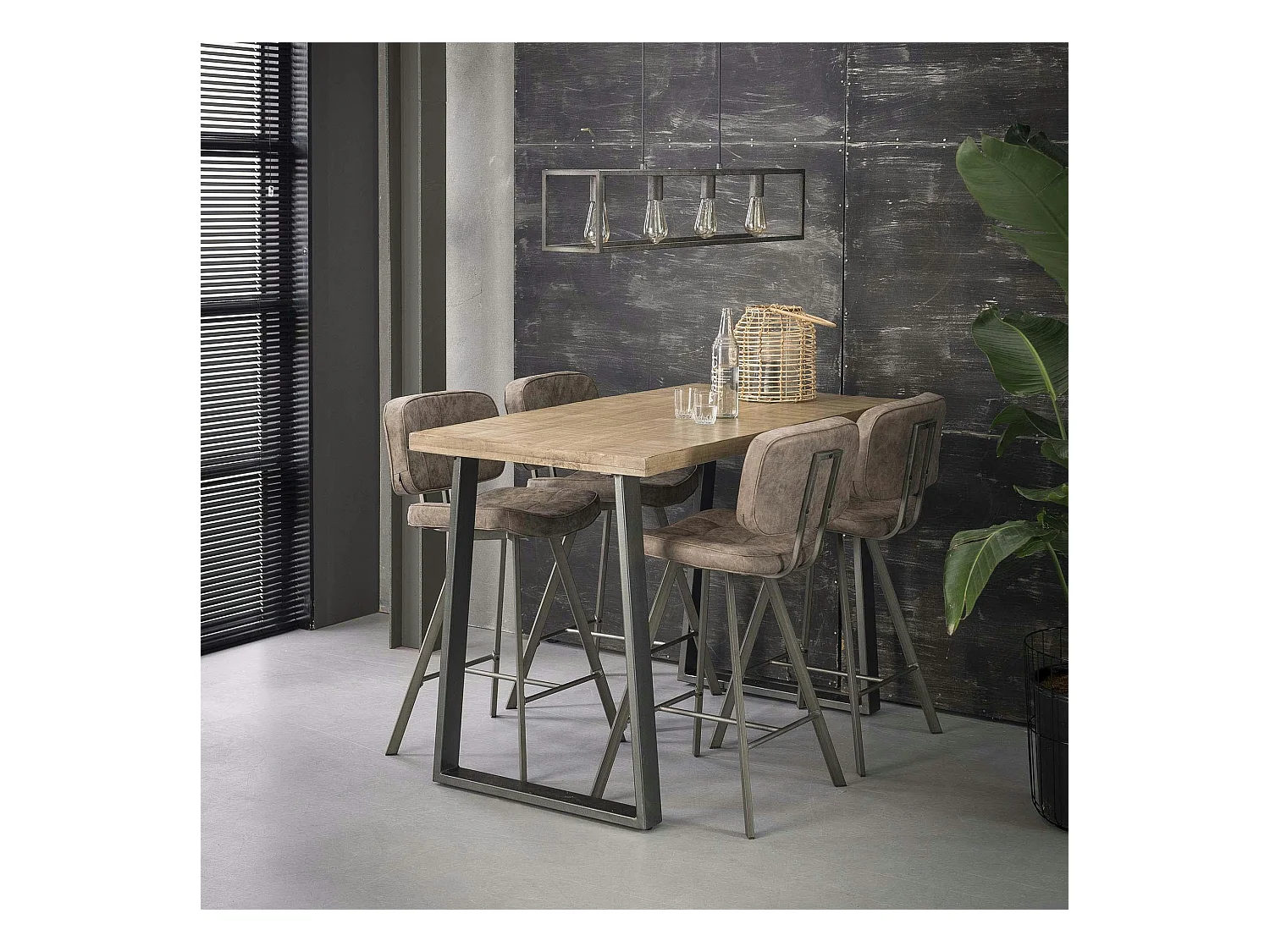 Table bar bois de manguier acier 135 cm LUCKNOW