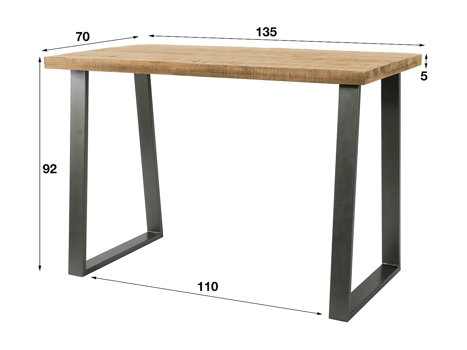 Table bar bois de manguier acier 135 cm LUCKNOW