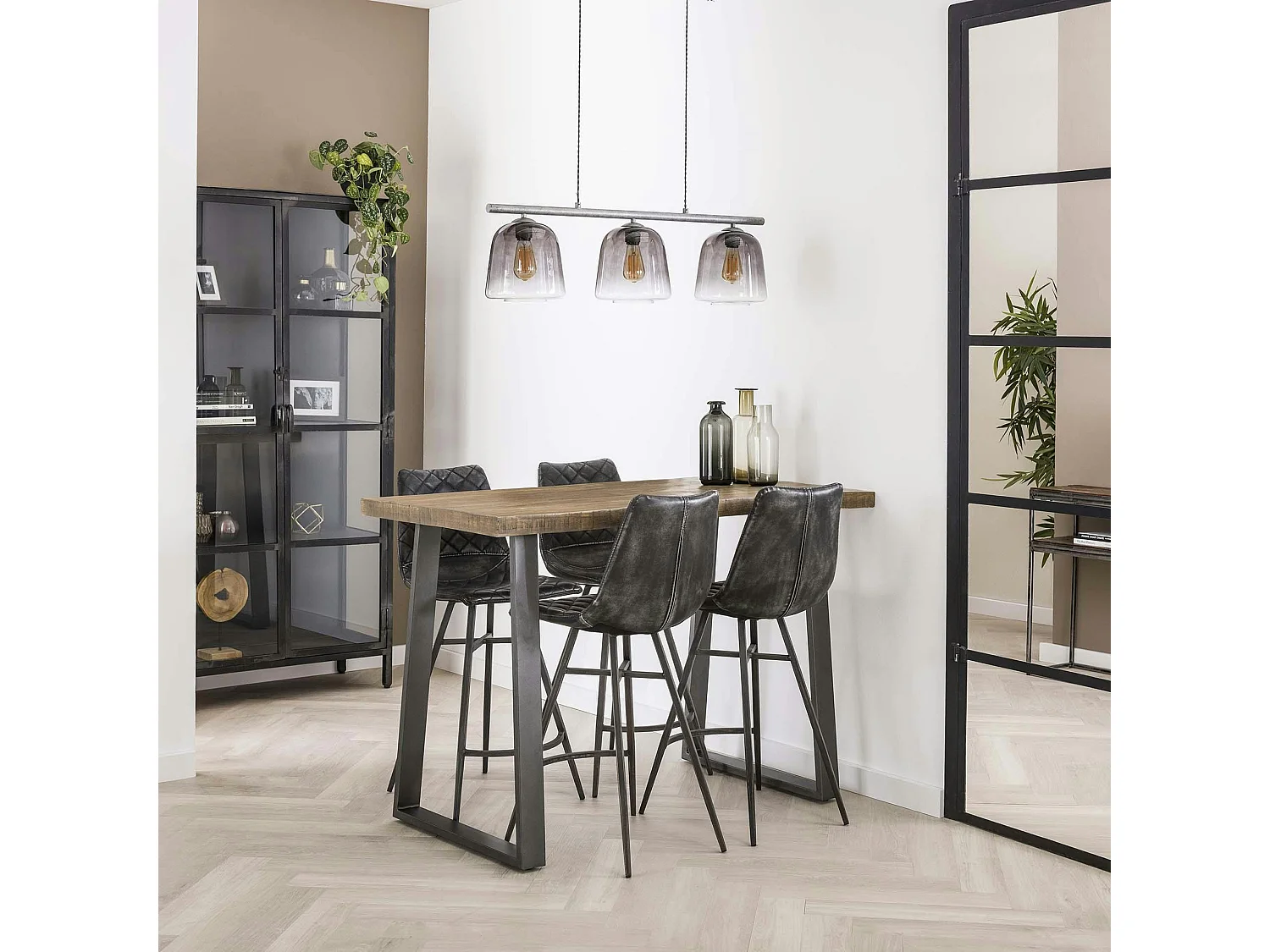 Table bar bois de manguier acier 135 cm LUCKNOW