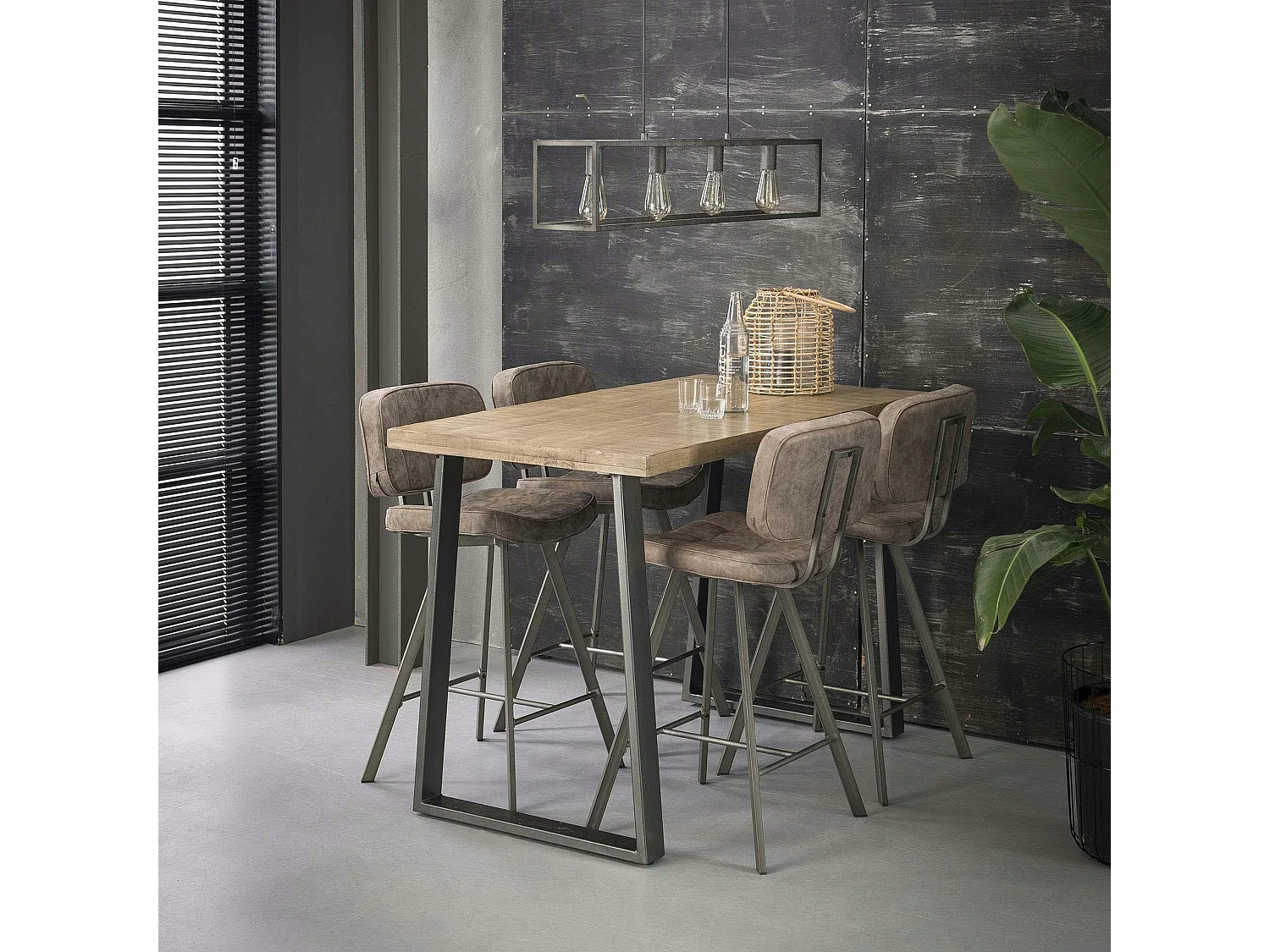 Table bar bois de manguier acier 135 cm LUCKNOW