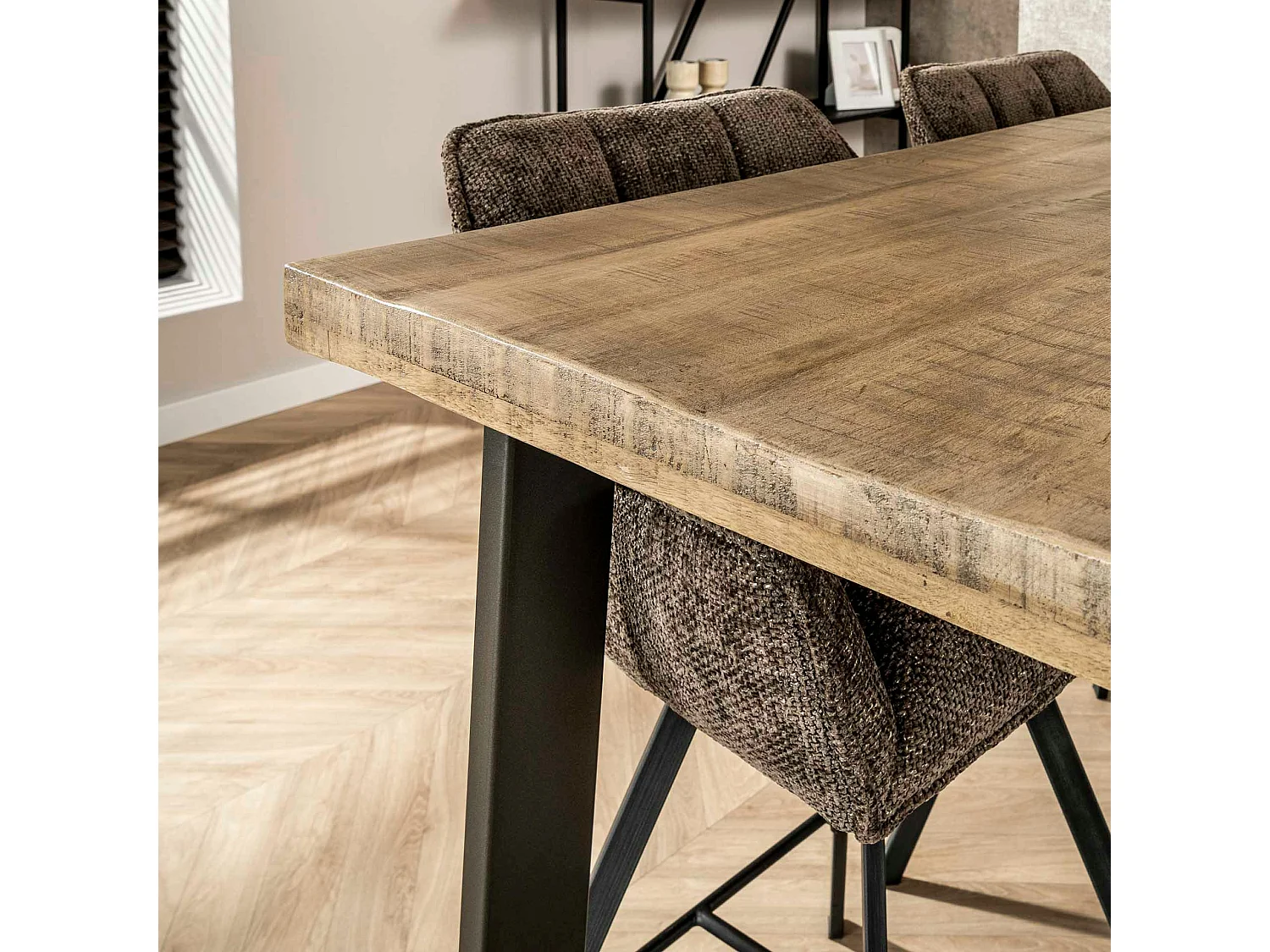 Table bar bois de manguier acier 135 cm LUCKNOW