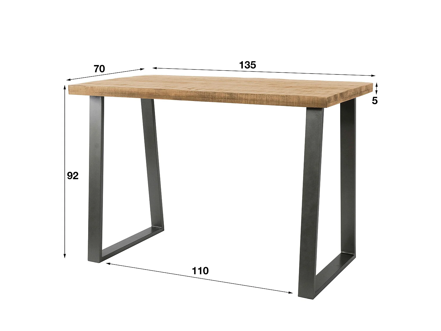 Table bar bois de manguier acier 135 cm LUCKNOW
