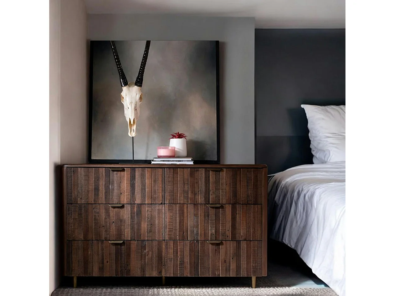 Commode bois recyclé brun 6 tiroirs QUEENSTOWN