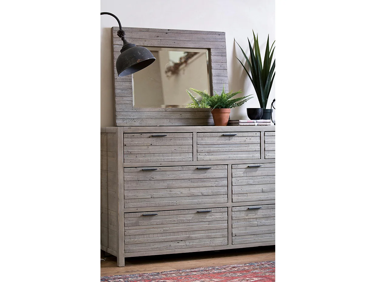 Commode bois recyclé grisé 7 tiroirs SIENNE