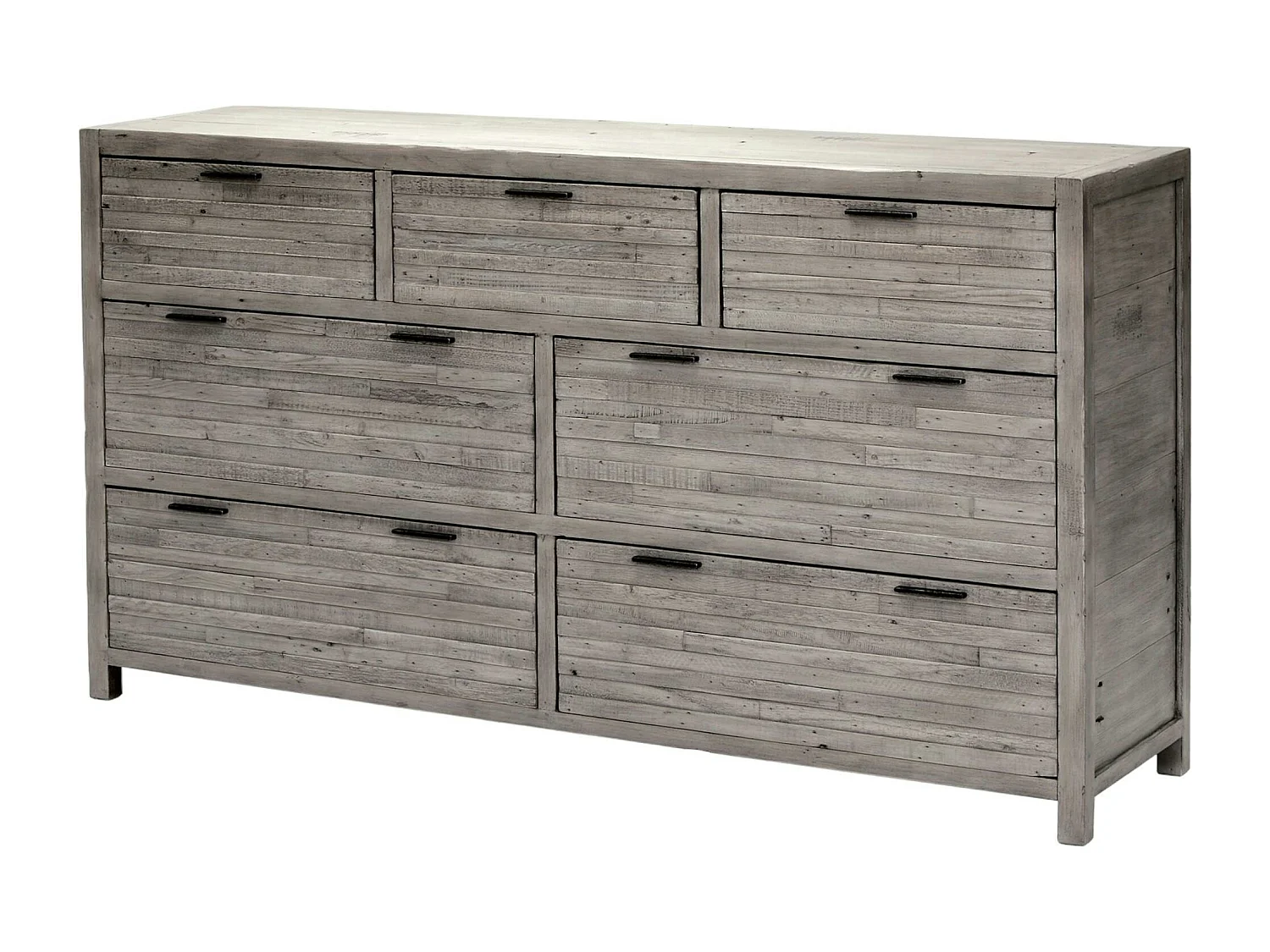 Commode bois recyclé grisé 7 tiroirs SIENNE