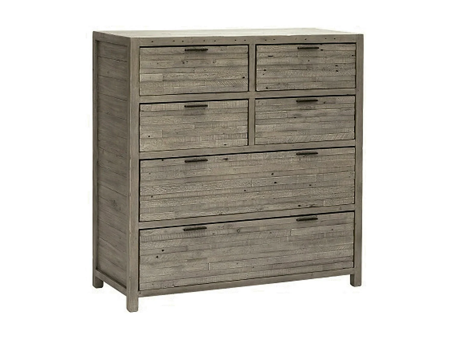 Commode bois recyclé grisé 6 tiroirs SIENNE